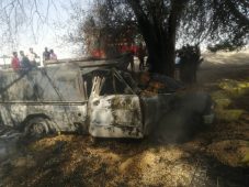 آتش سوزی خودروی نیسان جان راننده را گرفت